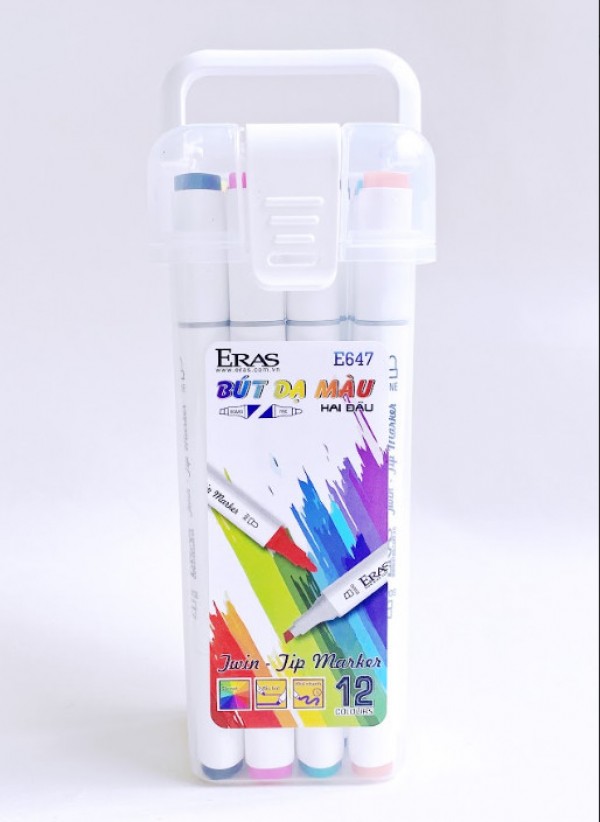 Bút dạ màu 2 đầu E647 12 màu