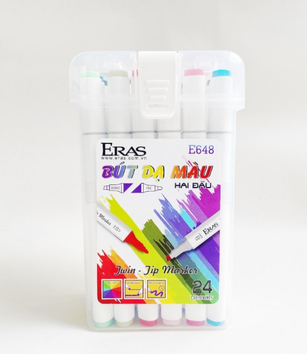 Bút dạ màu 2 đầu E648 24 màu