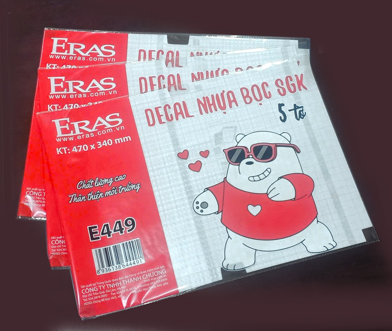 Decal nhựa bọc sgk E449